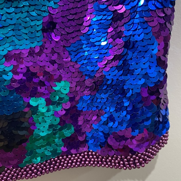 Alyce Designs Vintage Silk Sequinned Beaded Sleeveless Party Evening Dress 10 - Picture 3 of 13